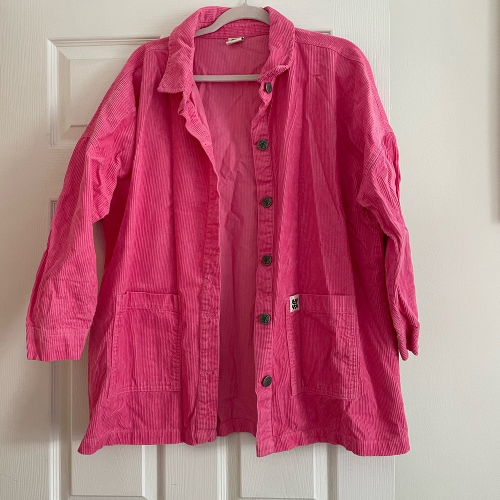 Bubblegum pink Lucy and Yak corduroy jacket